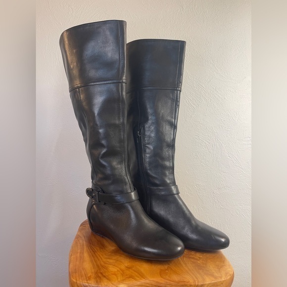 Nine West Leather Wedge Calf Boot - Size 6.5 - Picture 1 of 6